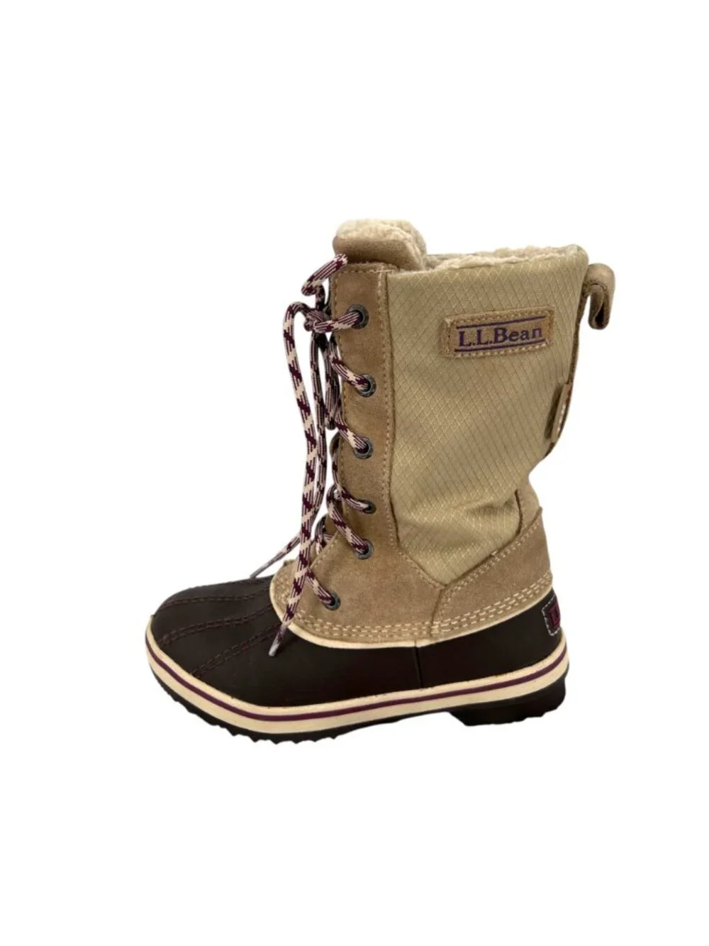 L.L. Bean Kids Snow Boots Size 13 Tan Brown Waterproof Insulated Winter Boots